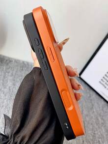 奢华双色棋盘格纹手机壳，兼容 17 Pro Max、17 Pro、17、16 Pro Max、16 Pro、16、16、16、15 Pro Max、15 Pro、15、15、14 Pro Max、14 Pro、14、13 Pro Max，防震镜头保护 - 橘色 - 查看 9