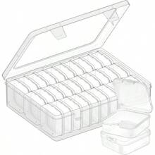 Organizador de plástico transparente con 31 ranuras y tapas con bisagras - Contenedor de almacenamiento portátil para manualidades, joyería, arte de uñas y piezas pequeñas - Multicolor - Ver 1