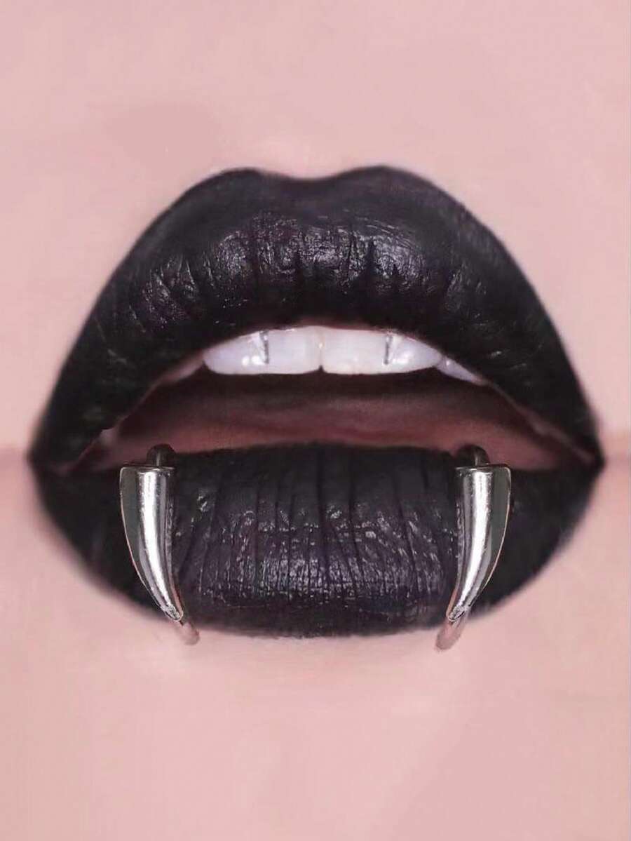 2件装朋克风不锈钢个性化獠牙唇环，哥特风人体饰品，女士新款设计