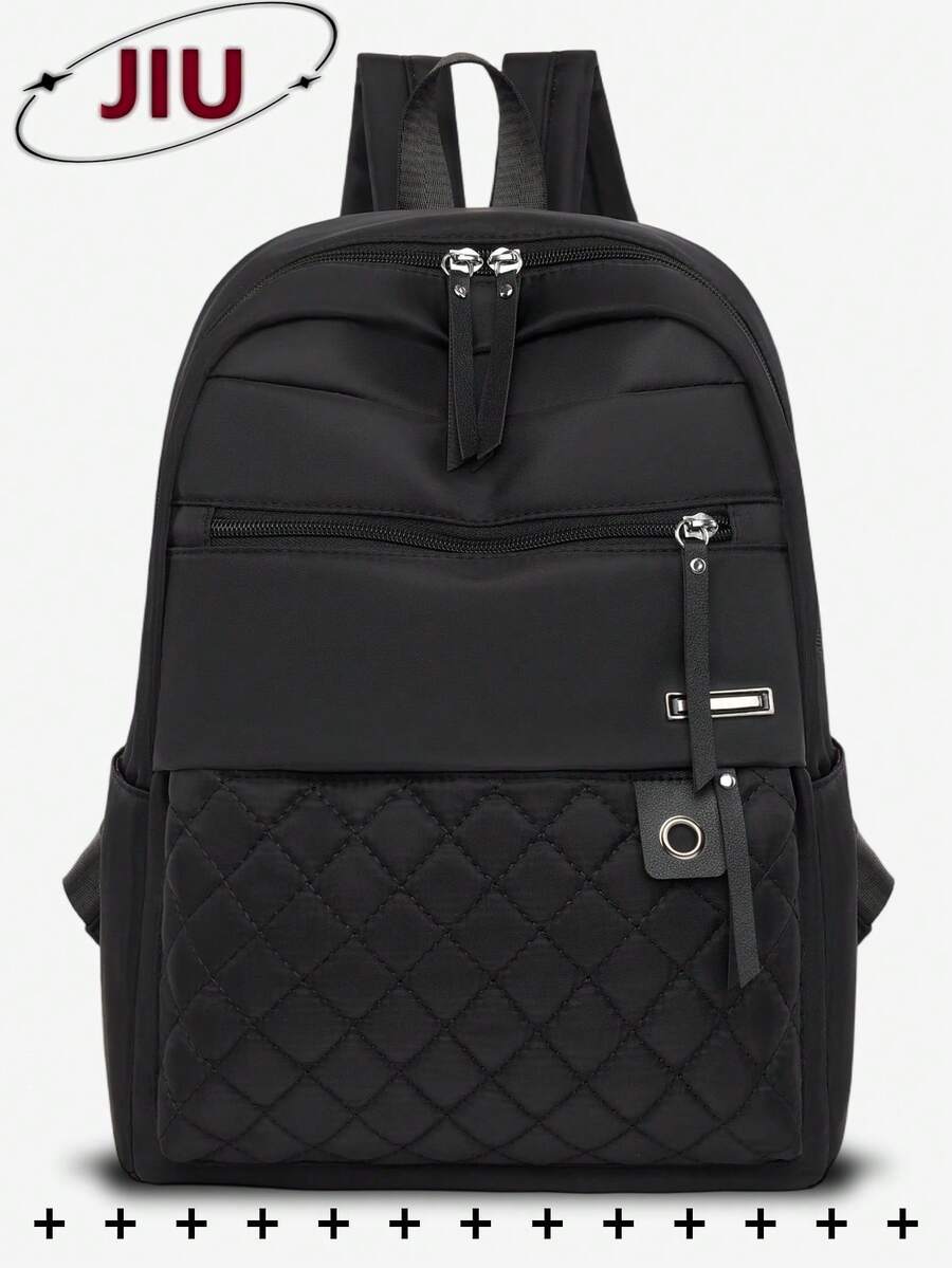 Anti-Theft Diamond-Quilted Nylon Backpack Women Purse, Multi-Functional And Stylish Daily Bag, Multi-Pocket Lightweight Travel Bag, Large-Capacity Simple School Bag, Convenient Book Bag, Suitable For Students, Nurses, Teachers, Business People, Travel And Vacation, Business Trips, Daily Commuting, Shopping, Office, Dating, Hiking, Training, Work, Birthday Gifts, Holiday Gifts