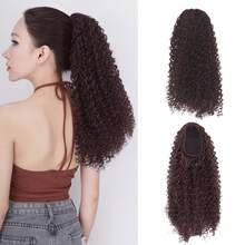 18 Inch Drawstring Ponytail Curly Synthetic Ponytail Extension, Afro Kinky Curly, Fluffy & Elegant, Suitable For Women Daily Use Hairpiece - Multicolor - View 16