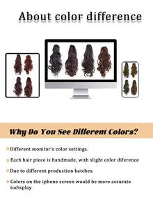 女士梨形卷发假发，大号夹式马尾辫，新款，自然波浪卷发，耐热合成发，适合日常佩戴，日常发型，假发马尾辫。 - 彩色 - 查看 7