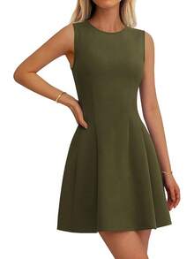Summer Dresses Women 2025 Elegant Classy A Line Business Casual Work Graduation Cocktail Short Dress - màu nâu - Xem 9