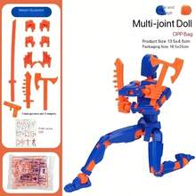 T13 Posable Action Figure Unassembled, Multi-Color Titan 13 Posable Action Figure Set With Laser Sword, 3D Printed T13 Lucky Robot Model Nova 13 Posable Action Figure, T13 Posable Action Figure (DIY Small Gift) - Multicolor - View 7