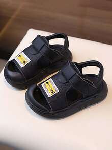 1 đôi dép xăng đan đế mềm chống trượt cho trẻ em, kiểu dáng thường ngày, có khóa dán, đa năng cho mùa hè. - màu đen - Xem 9