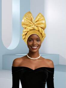 1 chiếc mũ nữ Nigeria Aso Oke thủ công thắt nơ, có khóa gel tự động, thích hợp cho đám cưới, tiệc tùng và các lễ hội khác, có thể điều chỉnh kích cỡ. - Nhiều màu - Xem 11