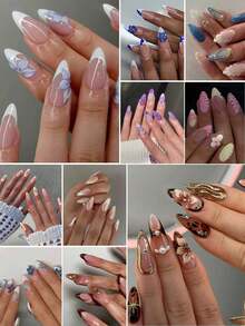 120张/5盒随机美甲贴纸，包含短款、中款、长款、多色款、Y2K哥特风、法式美甲款式。套装包含：5瓶果冻胶和5把指甲锉。套装包含：10瓶果冻胶和10把指甲锉，超过5000种美甲图案随机组合。 - 彩色 - 查看 8