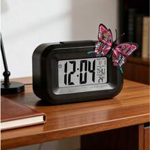 Butterfly Design Color Changing Digital Clock | Bionic Texture Butterfly Decor + Multi-Color Aesthetic Body, Large Screen Sync Time/Date/Temperature + High-Precision Monitoring, Bedroom Oxygen Awakening/Bathroom Environment Monitoring/Office Decor, Luxury Life Scenario Upgraded Item (Random Butterfly) - Multicolor - View 6