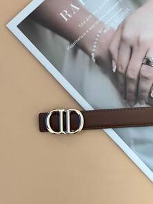 1条经典简约时尚字母扣女士腰带，百搭欧美风格真皮腰带，适合搭配裤装和西装 - 彩色 - 查看 11