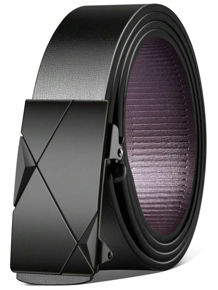 Men's Business Automatic Buckle Belt, Casual Waistband For Jeans Trousers, Fashion Belt For Party, Daily Clothing Decor, Exquisite Belt For Gift - Black - View 1