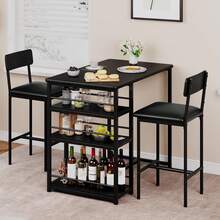 Techigher Dining Table & Chair Sets - 1+2套裝_黑色 - 查看 2