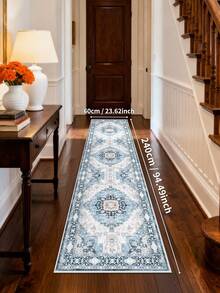 1PC Baby Blue Rugs,Bohemian Style, Crystal Velvet Jelly Base Runner Rug,800gsm, Non-Slip Backing, Area Rug, Mat For Living Room, Carpet For Bedroom, Machine Washable Low-Pile, Kitchen Hallway Dining Office, All-Season - Baby Blue - View 16