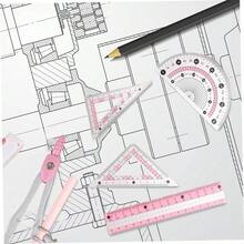 8pcs/set Protractor y compass, kit de redaccin prctica con protactor, gobernantes, brjulas y ms, herramienta de geometra de brjulas con caja de metal para herramientas de matemticas en el - 8 piezas/juego - Ver 7