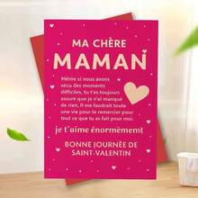 Whimsical French Mom Valentine Card With Envelope, Gentle Heart & Message Scene, Perfect For Loved Ones, Ideal For Valentine's Gifting To Mom, Greeting Card| Paper Greeting Card, Themed Accessories - Multicolor - View 11