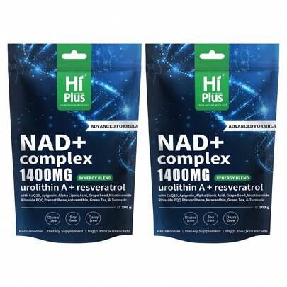 HiPlus NAD+ 1400 Mg - High Performance Liposomal NAD+ Complex Energy Bars Niacinamide Ribofuronate & Resveratrol Dual Support Sweet & Sour Berry Flavor Highly Effective & Focused Per Moment 2-Pack (40 Strips Portable Pack)