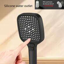 3-Setting Shower Head, Adjustable Water Flow Modes By Button - Black - View 4