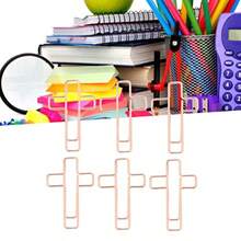 XISH 100 Clips de Papel Cruzados Abrazaderas de Papel de Metal Dorado Rosa para Clasificación de Notas de Documentos Organización de Papeleo Oficina Escuela y Uso personal. - Ororosa - Ver 5