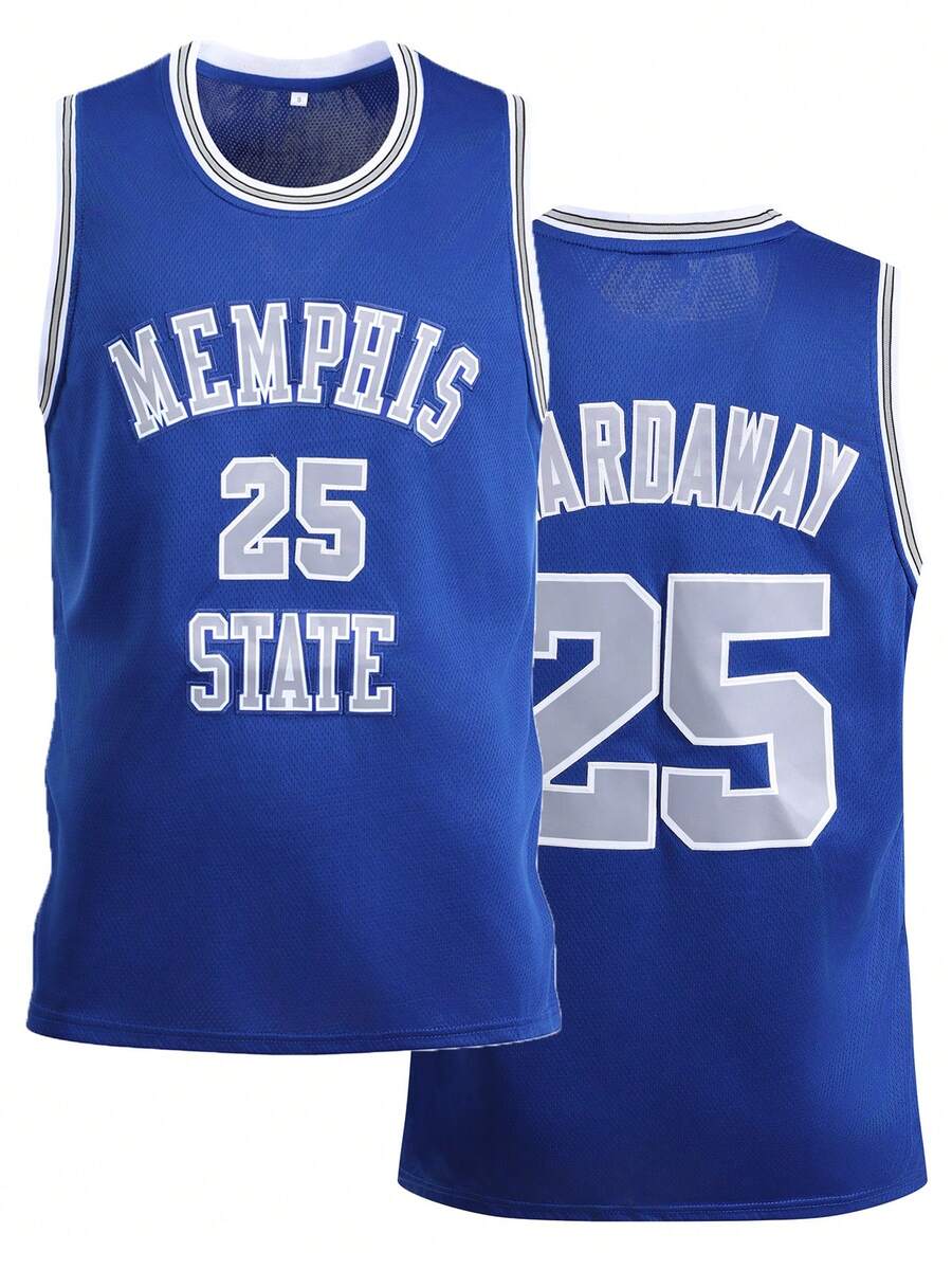 Atonmore Men's Basketball Jersey #25 Blue Embroidered Basketball Sleeveless Tank Top, Casual Sports Shirt Spring Fall - Blue - View 1