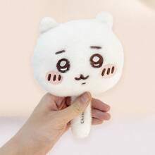 Miniso Main Character Hand Mirror Soft Fluffy Material Embroidered Expression Details Portable Touch-Up Mirror Daily On-The-Go Cosmetic Mirror(1 PC) - White - View 6