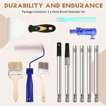 1 Set Multi-Angle Brush Extension Pole - Includes Brush/Roller/Scraper Universal Extension Head, Suitable For Walls, Trims, Corners, Ceilings And Other Hard-To-Reach Areas. Rotatable Brush Head, Non-Slip Handle, Specialized Ceiling Painting Tool. Easily Paint Ceilings, Walls And Edges. Compatible With Various Brush Sizes, Can Also Be Used As A Narrow Roller Extension Tool. Tighten The Knob To Secure The Brush Handle And Start Working Immediately.