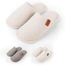 TendenciaLISAPRO Pantuflas Mujer Comodas, Zapatillas Peludas de Casa, Suaves y Cálidas, Pantuflas de Algodón, Forro con Interior Afelpado, Antideslizante, Pantuflas Inviernos para Interiores y ExterioresCalidad premium - Blanco - Ver 2