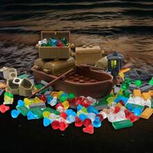 BroTex Pirate Accessories Money - Treasure Chest Building Block Bricks Pack Money Gold Bar Gems Diamonds Jewels With Pirate Boat Ship People Parts Building Bricks SetMaterial Safety And Rich Functionality - No2 - View 5