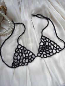 1件个性化时尚串珠胸罩链，性感沙滩派对上衣，奢华女士假日身体链