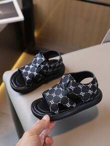 Children's Flat Sandals / Children's Comfortable Soft Flat Sandals - Black and White - View 1