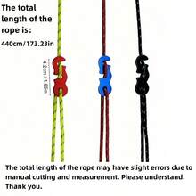 4pcs High Visibility Reflective Camping Ropes - Durable Oxford Fabric, Weather-Resistant, With Easy Clip System - Ideal For Pitching Tents And Outdoor Adventures, Multipurpose, Suitable For Ropes, Clotheslines, Camping Accessories - Multicolor - View 3