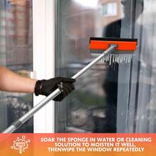 专业窗户刮水器，二合一刮水器窗户清洁器，带长不锈钢手柄，海绵汽车窗户刮水器，适用于加油站、玻璃、淋浴房（海绵型） - 珊瑚橙 - 查看 2