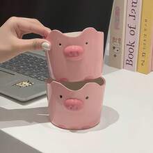 1pc Ceramic Piggy Mug, Cute Ceramic Piggy Tumbler, Home Drinkware Ceramic Mug, Lovely Couple Mug, Suitable For Daily Home Use, Drinking Water, Coffee, Juice - Multicolor - View 6