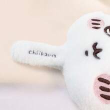 Miniso Main Character Hand Mirror Soft Fluffy Material Embroidered Expression Details Portable Touch-Up Mirror Daily On-The-Go Cosmetic Mirror(1 PC) - White - View 5