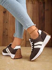 Shoes Retro Chunky Sneakers Instep Bulky Running Sneakers For Women, Shoes For Women - 棕色 - 查看 5