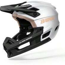 BMX HelmetBATFOX - Casco de bicicleta de montaña de cara completa para hombres y mujeres y adultos casco Downhill DH BMX MTB - Blanco - Ver 1
