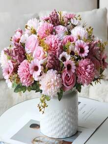 1 Bouquet Of 7 Artificial Roses, Ultra-RealisticIdeal Gift For Mom & All Women Suitable For Scenarios Like Weddings, Home Decoration, Restaurant & Bedroom Adornment, Vase Arrangement, Festival Celebrations, Birthday Parties, Valentine's Day & New Year Gifts, As Well As Autumn Garden & Desk Decoration - Multicolor - View 1