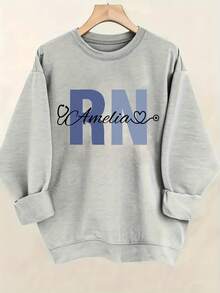 2026 Valentine Outfits For Women Custom Ladies Nurse's Day Pattern Sweatshirt - Crew Neck Pullover, Casual Long Sleeve Crew Neck Sweatshirt, Machine Washable Daily Comfortable Style, Soft Clothing, Autumn Winter Sweatshirt, Four Seasons Loose And Comfortable Valentine's Day - Đỏ - Xem 7