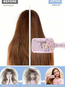 6pcs Kids Cartoon Square Transparent Combs, Smooth Combs, Home Hair Combs, Scalp Massage Combs, Bubble Ball Plastic Combs, Hair Styling Tail Combs, Braiding Tools, Three-Row Combs, Double-Headed Styling Combs, Brushes, Eyebrow Pencils, Makeup Palettes, Best Personalized Gift For Kids Hair Brushing - Multicolor - View 9