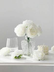 6/12PCS Artificial Peony Flower With Stem Simulation Peony Flower Head Used For Wedding Party Decoration, Home Living Room Table Center Decoration, Fake Plants, Autumn Decoration, Room, Table, Garden Decoration, Room Decoration Items, Valentine's Day, Birthday Gifts, Graduation Gifts