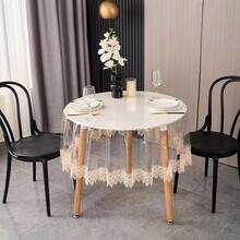 Clear Vinyl Tablecloth Protector Waterproof/Oil-Proof PVC Table Cloth Transparent Sheet Table Cover 60'' X 108'' Rectangular - Pattern B+60" (Round) - View 3