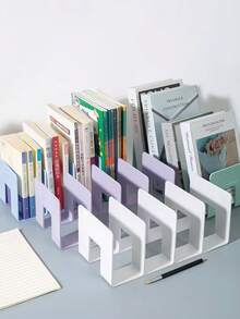 Multifunctional Desktop Organizer Rack, Transparent Desktop Book Storage Rack, Unisex, Adjustable & Stackable, Home/Office/Dorm Desk Storage Accessory, File Holder - Multicolor - View 4