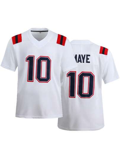 Men's Football Jersey 10 White Embroidered Sports T-Shirt Casual Training Competition Short Sleeved Top