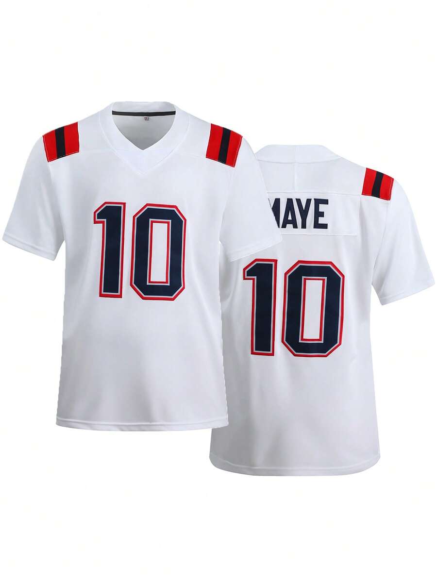 Men's Football Jersey, White With Embroidery, Sports T-Shirt For Casual, Training, Match, Short Sleeve - White - View 1