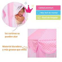 Tienda de Juegos Infantil con Luces Estrellas- Carpa Princesa Rosa para Niñas, Casa De Campaña Para Niños Niñas Tienda Castillo Princesa, Regalo de Navidad, Castillo, Casa de hadas interior/exterior, Tela Ligera y Fácil de Montar - Rosa - Ver 8
