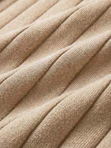 HUODA Men's Casual Ribbed Knit Sweater, Round Neck, Minimalist & Fashionable, Suitable For Daily Wear - Camel - View 5