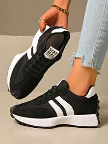 Shoes Retro Chunky Sneakers Instep Bulky Running Sneakers For Women, Shoes For Women - 黑色 - 查看 1