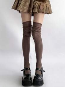 1/3双装女士过膝长袜，薄款过膝袜，适合夏季、春秋季、孕妇穿着，防滑不勒腿，可搭配过膝靴、JK裙，冬季亦可打造Y2K风格。 - 彩色 - 查看 8