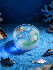 1支海洋贝壳香氛蜡烛，营造浪漫氛围，家居装饰，舒缓身心，适合派对、节日、送礼。