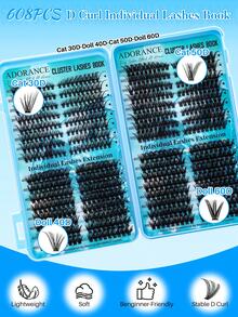 1342PCS/608PCS/384PCS/350PCS Lash Clusters Kit D Curl 11 Styles Mix10-18mm Cat&Doll/Spikes/Wispy/Volume Lashes Kit With Bond&Seal Lash Remover Lash Brush Lash Applicator Headband Wristband Set, Perfect For Beginners&Proficient, DIY At Home Easily - màu đen - Xem 6