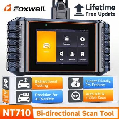  FOXWELL NT710 Bidirectional Scan Tool, Full System Diagnostic & All Reset Services, Battery Registration, ECU Coding For BMW/Mini/RR, Lifetime Free Update, Ideal Gift For DIY Car Owners