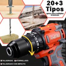 Taladro De Litio Portátil Inalámbrico Con Dos Baterías - Naranja - Ver 5